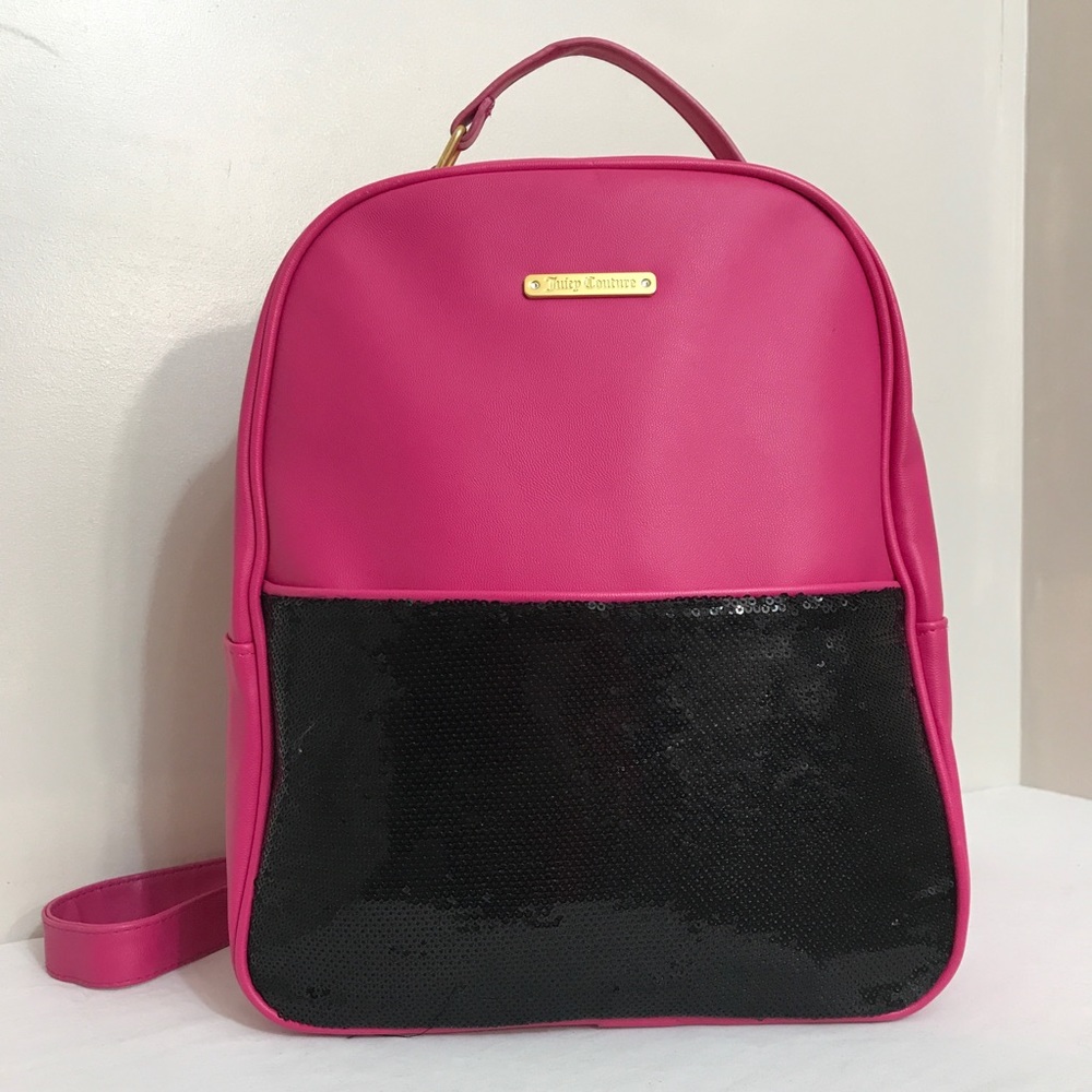 Juicy Couture Hot Pink Black Sequin Bling Backpack